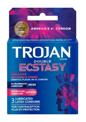 Trojan Double Ecstasy Maximum Stimulation Male Condom – Box of 3