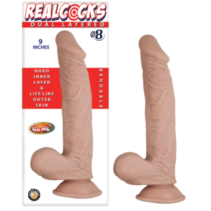 Realcocks Realistic Dual Density Big Bendable Suction Cup Dildo Flesh 9 Inch