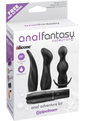 Anal Fantasy Collection Silicone Anal Kit Adventure Butt Plugs Waterproof Black