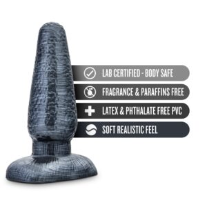 Jet Huge Butt Plug Textured Suction Cup Base Black