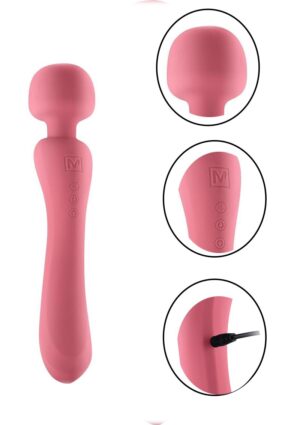 Mjuze Flowing Silicone USB Rechargeable Massage Wand Vibrator Pink 11.73 Inch