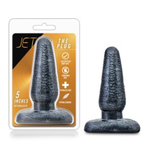 Jet Huge Butt Plug Textured Suction Cup Base Black