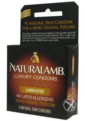 Natural Skin Latex Free Lubricated Condoms - 3ct