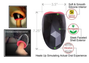 Falcon Ninja Heating Vibrating Oral Simulator Blow Job Masturbator Black And Red