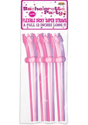 Bachelorette Party Flexible Dicky Super Straws 10 Per Pack