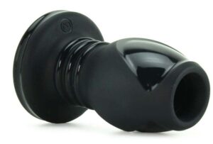 Platinum Premium Silicone The Stretch Silicone Hollow Butt Plug Medium Black 4.2 Inch