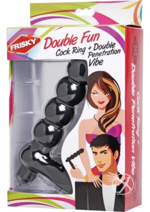 Double Fun Double Penetration Penis Ring Black 6 Inch Frisky