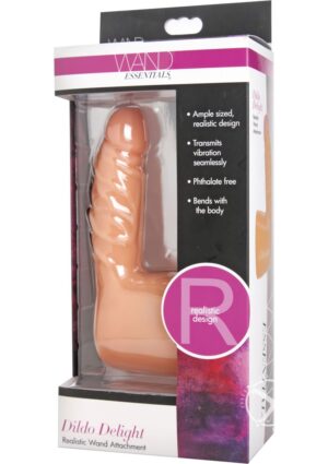 Wand Essentials Dildo Delight Realistic Vibrating Wand Attachment Flesh 6.5 Inch