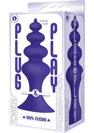 Plug and Play Tower Silicone Butt Plug Waterproof Plum