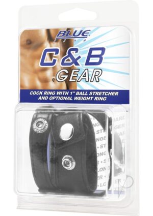 CandB Gear Penis Ring With Ball Stretcher Black 1 Inch Hustler