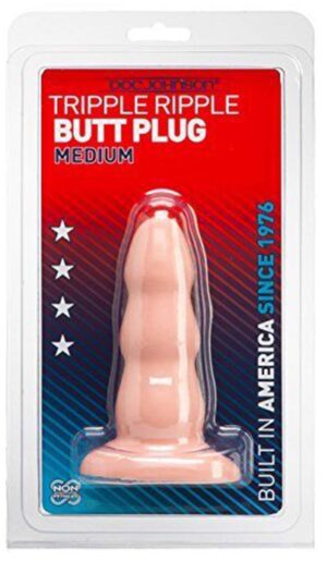 Triple Ripple Medium Butt Plug 5 Inch Flesh Doc Johnson