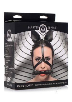 Ms Dark Horse Pony Head Harness With Bit Gag