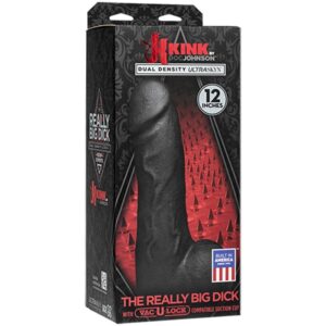 Kink The Really Big Dildo Dual Desity Ultraskyn Dong With Vac U Lock Black 12 Inch