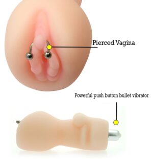 Fukpussy Pierced Vagina Pussy Masturbator With Bullet Flesh