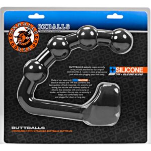 Silicone Cocksling 2 With Attached Anal Beads Black Blue Ox Designs