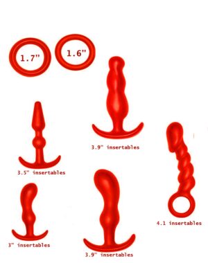 Ultimate Anal Kit Silicone Waterproof Red 7 Piece Kit