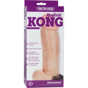 Vac U Lock Kong 9.5-inch Realistic Dildo With Pubic Hair - Vanilla