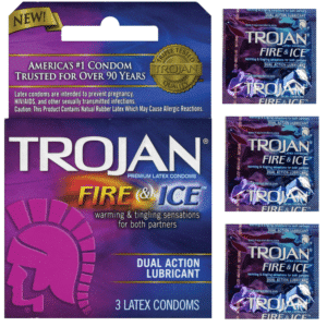 Trojan Condom Pleasures Fire and Ice Dual Action Lubricant 3 Pack