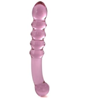 Purple Rain Ribbed Glass Dildo Hustler