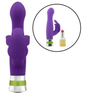 Aria Lotus Flutter Silicone Rabbit Vibrator Waterproof Purple 7.25 Inch