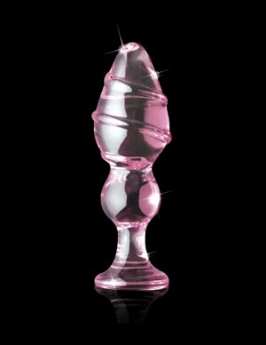 Icicles No 27 Textured Glass Butt Plug Pink 5.75 Inch