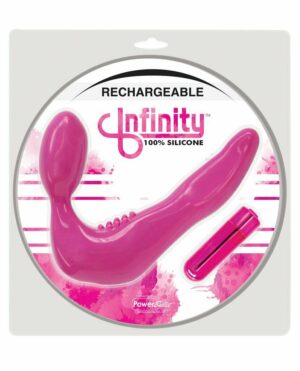 Powerbullet USB Rechargeable Infinity Strapless Strap On Vibrator Multi Function Pink