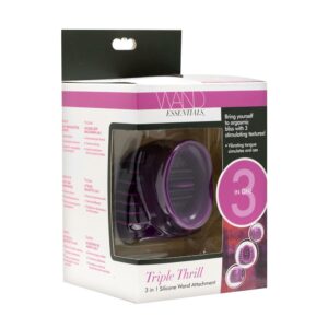 Wand Essentials Triple Thrill 3 in 1 Silicone Vibrating Wand Attachment Purple