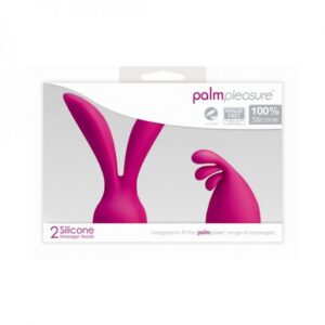Palm Pleasure Silicone Vibrating Wand Attachment Massager Heads Pink 2 Each Per Set
