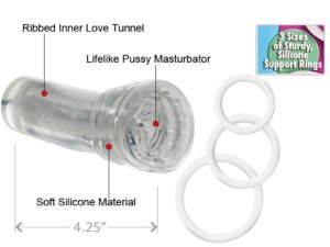 Travel Head Honcho Kit Masturbation Sleeve And Penis Rings Clear
