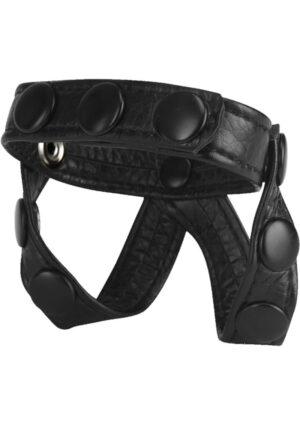 Macho V Style Penis Ring and Ball Divider Adjustable Black