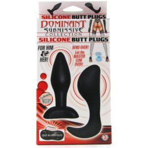 Dominant Submissive Silicone Vibrating Butt Plug Anal Kit Black