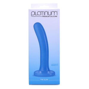 Platinum Premium Silicone The Slim Non Realistic Dildo Blue 5.4 Inch