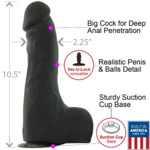 Kink the Perfect Cock Bual Density UltraSkyn Big Dildo Black 10.5 Inch