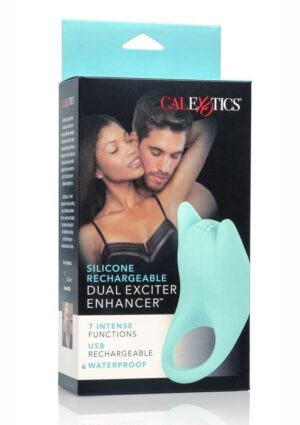 Dual Exciter Enhancer Vibrating Penis Ring Teal