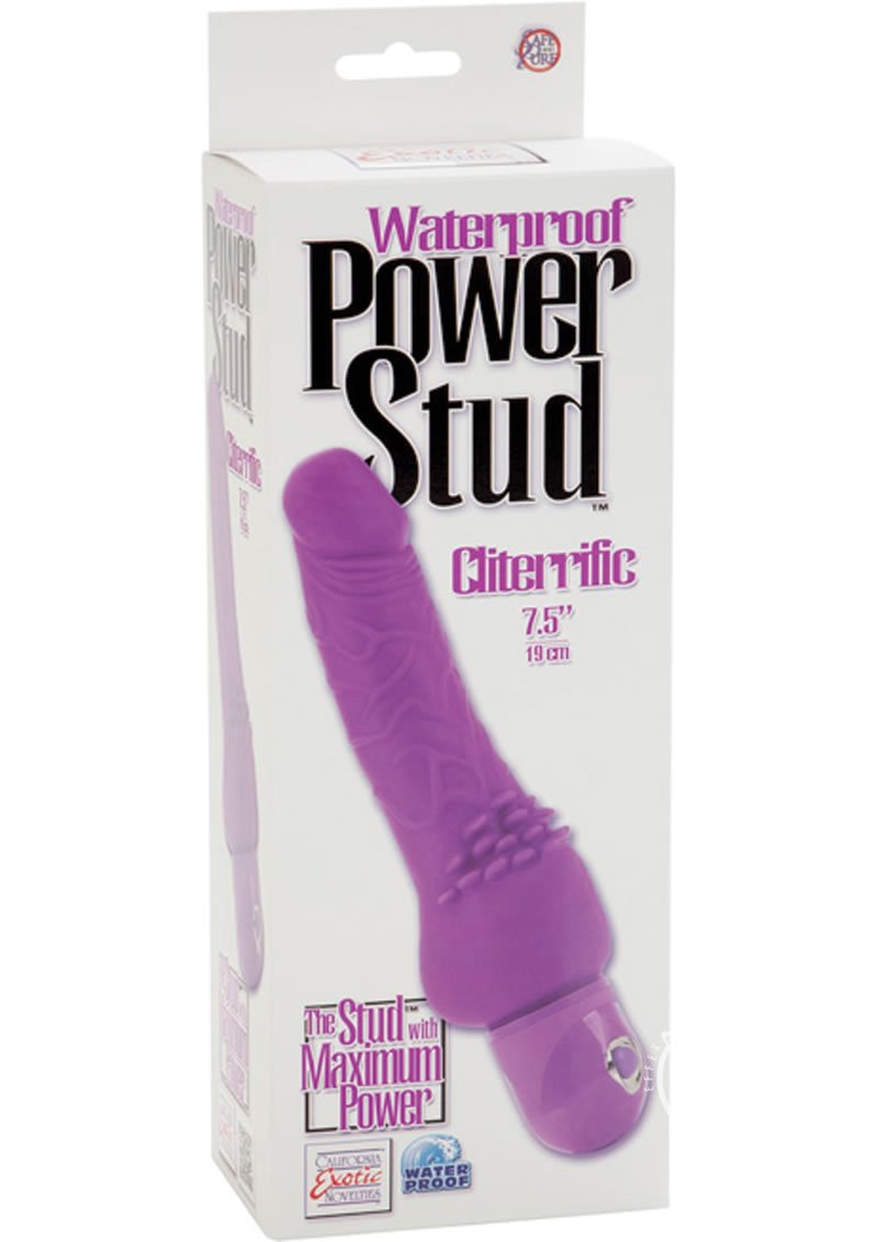 Power Stud Cliterrific Realistic Vibrator Waterproof Purple 6.75 Inch