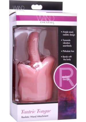 Wand Essentials Tantric Tounge Realistic Vibrating Wand Attachment Pink
