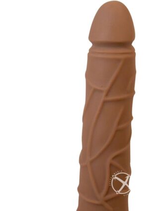 Real Skin Latin Top Stud Big Realistic Vibrator Brown 9 Inch