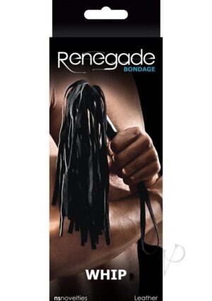 Renegade Bondage Leather Whip Black