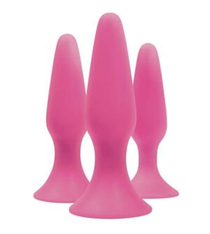 Sliders Trainer Kit Butt Plugs For Beginners 3 Assorted Sizes Pink