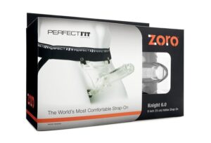 Perfect Fit Zoro Knight 6.0 Silicone Blend Hollow Strap On Harness Kit Clear 6 Inch