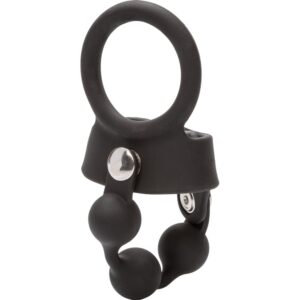 Weighted Ball Spreader Silicone Penis Ring Black California Exotic