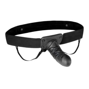 Lux Fetish Unisex Vibrating Hollow Strap On Harness Kit With Dildo Remote Control Black 9 Inch