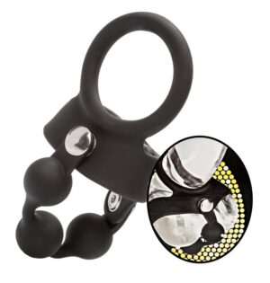 Weighted Ball Spreader Silicone Penis Ring Black California Exotic