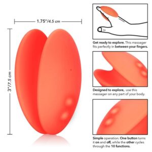Mini Marvels Marvelous Silicone Rechargeable Finger Vibrator Waterproof Orange 3 Inch