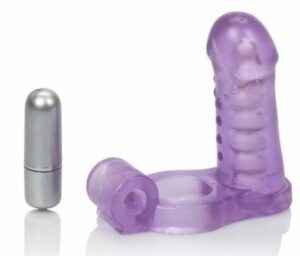 Double Penetration Toy With Vibrating Penis Ring 3 Speed Removable Bullet