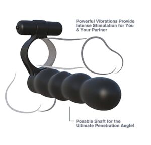Fantasy C Ringz Posable Partner Silicone Double Penetrator Penis Ring Waterproof Black