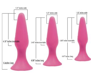 Sliders Trainer Kit Butt Plugs For Beginners 3 Assorted Sizes Pink
