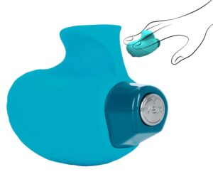 Key Aries Silicone Finger Vibrator Waterproof Robin Egg Blue 2.25 Inch Jopen