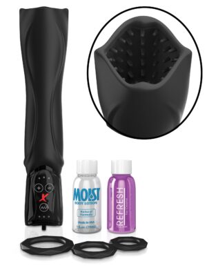 PDX Elite Roto-Teazer Vibrating Silicone Penis Head Masturbator Waterproof Black