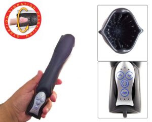 Pipedream Extreme Vibrating Roto-Teazer Penis Head Masturbator Black 9.5 Inch